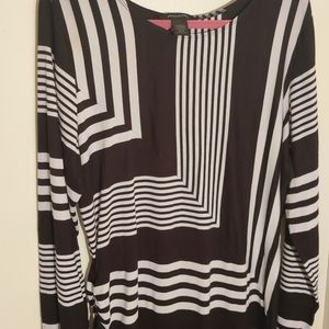 Black and white striped geometric top